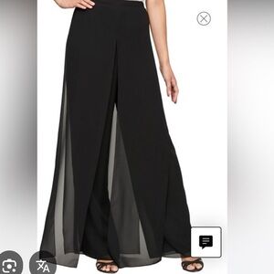 Papell Studio Black Wide-Leg Silk Pants
